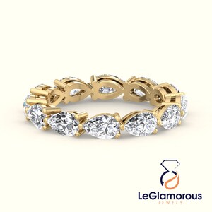 Pear Lab Grown Diamond Eternity Band: Handmade Gold Wedding Ring