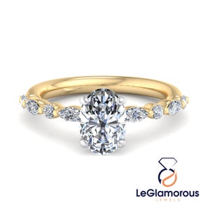 IGI Certified Oval Lab Grown Diamond Engagement Ring: Pave Bridal Ring