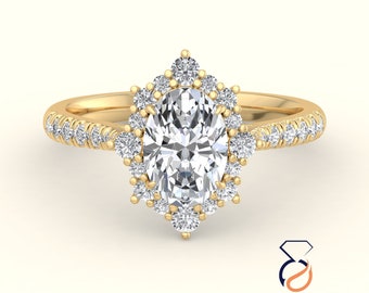 IGI Certified Oval Lab Grown Diamond Engagement Ring: 1.50 CT, Gold Wedding Ring