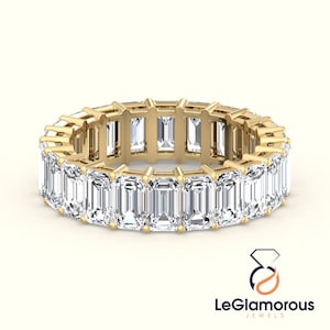 Emerald Cut Lab Grown Diamond Eternity Band: Solid Gold Wedding Ring