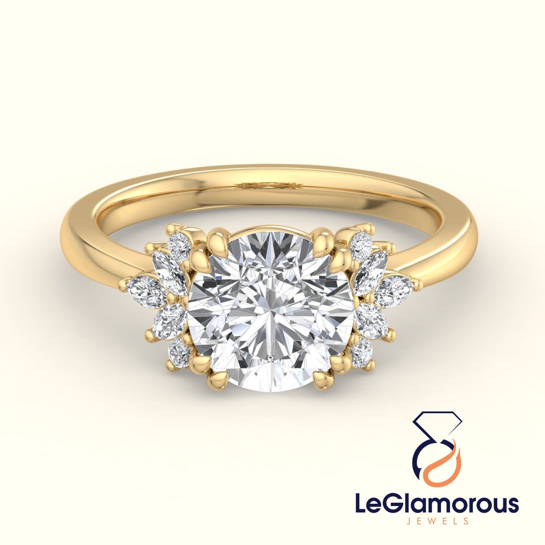 IGI Certified Lab Grown Diamond Engagement Ring, Pave Band, Round Cut ...
