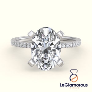 3.50 CT Oval Lab Grown Diamond Engagement Ring: IGI Certified