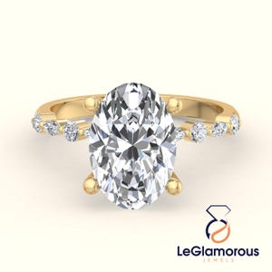 IGI Certified Oval Cut Engagement Ring, Marquise & Round Brilliant Cut Pave Diamond Ring, Lab Grown Duamond Cluster Bridal Rings For Her