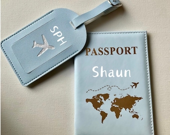 Personalised Passport holder/cover/case personalised luggage tag/ set/ holiday/gift/travel