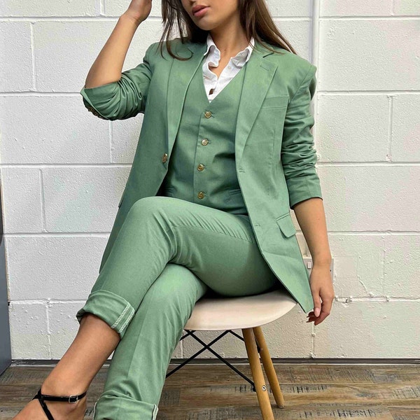 Slim Fit 3 Piece Satin Suit Light Sage SV2D-1 main image 1