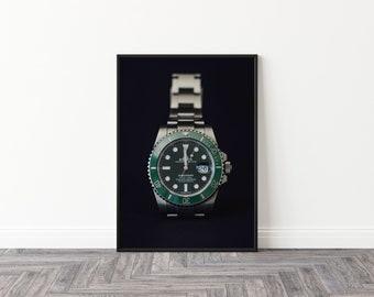 Large rolex photography print. Watch artwork. Submariner picture. Watch collection. Man cave photograph. Gift for him. Large hanging art.