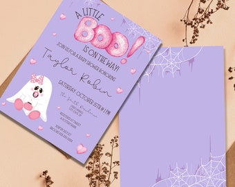 Ghost A Little Boo Halloween Baby Shower Invite Editable Instant Download Printable