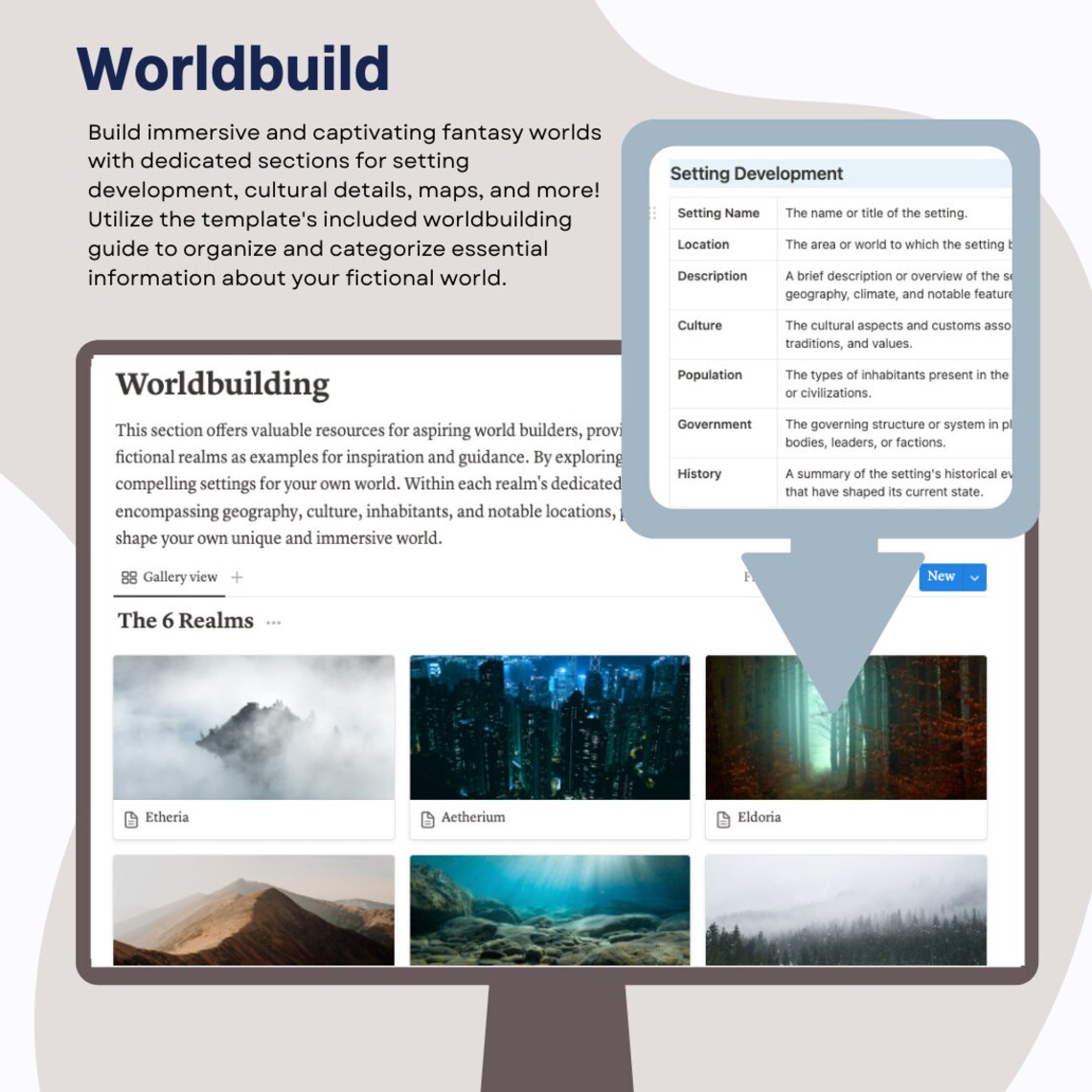 Notion Fantasy Novel Writing & Worldbuilding Template for Etsy