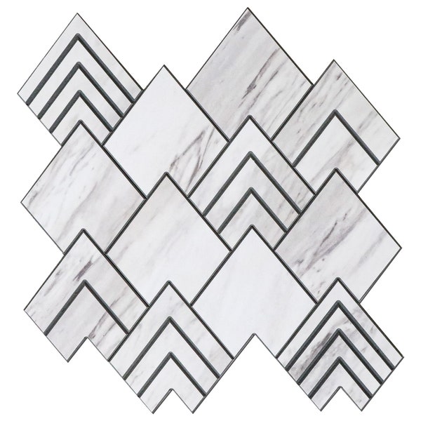 Rhodes by Avant Peel and Stick Stone Composite Herringbone Mosaic Wall Tiles for Kitchen RV Home Bedroom Bathroom Backsplash
