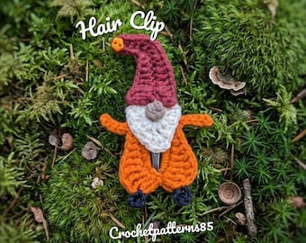 Haakpatroon voor een kabouterhaarclip (PDF), Amigurumi herfsthaarspeldjes, Leuke haakinstructies voor haaraccessoires, Halloweenkabouter, Engels_VS