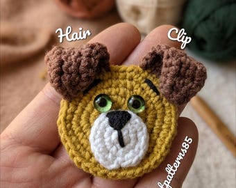Haakpatroon voor een hondenhaarclip (PDF, Engels-VS), handleiding voor haaraccessoires voor puppy's, haakpatroon voor beginners, digitale download voor een zelfgemaakte haarspeld.