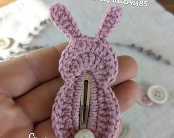 Schattig konijnenhaarclip haakpatroon PDF, Paashaas haarspeld tutorial, Makkelijke dierenhaaraccessoires DIY, Digitale download Engels (VS)