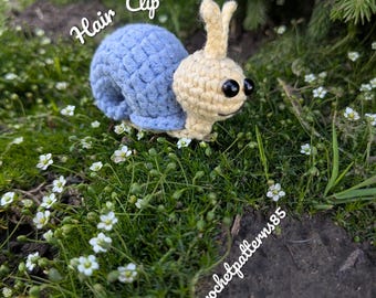 Haakpatroon voor een slak haarclip (PDF), Amigurumi slak tutorial, Haaraccessoire patroon, Leuke dieren haarclip digitale download (Engels-VS)