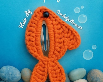 Haakpatroon voor haarclip (PDF) met bubbelvis (Engels_VS), schattige haarspeldjes in de vorm van een vis, zelfgemaakte gehaakte haaraccessoires, patroon van een oceaandier
