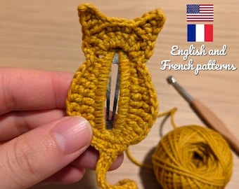 Haakpatroon voor een kattenhaarclip (PDF, Engels-VS, Frans), schattige kattenhaarspeldjes, eenvoudige haaraccessoires voor meisjes, handleiding voor haarspeldjes voor peuters