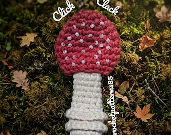 Haakpatroon voor een paddenstoel-fidgetclicker, amigurumi vliegenzwam PDF digitale download Engels_VS, sensorisch stressverlichtend speeltje haakpatroon