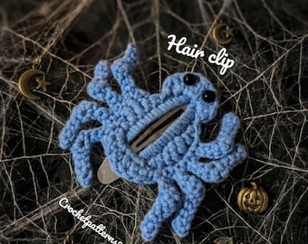 Haakpatroon voor een spinnenhaarclip (PDF, Engels_VS), griezelige Halloween-haarclip tutorial, amigurumi spinnenpatroon, gotisch haaraccessoire zelf maken