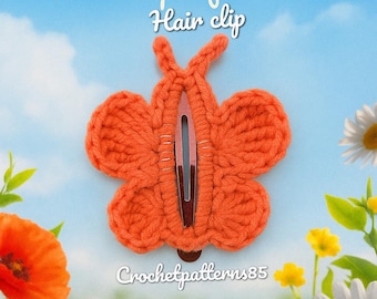 Haakpatroon voor een vlinderhaarclip (PDF, Engels_VS), handleiding voor een amigurumi haarspeld, eenvoudige zelf te haken haaraccessoires (DIY), digitale download