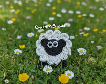 Haakpatroon voor een schapenhaarclip, PDF digitale download, Amigurumi lammetjeshaarspeld tutorial, schattig dierenhaaraccessoirepatroon, Engels_VS