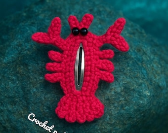 Haakpatroon voor een kreeft haarclip (PDF, Engels_VS), schattige zomerse haarspeldjes tutorial, amigurumi zeedier haaraccessoires patroon