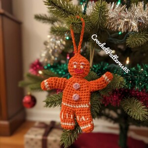 Homem de Gengibre. Costura Fácil. Brinquedo para árvore de Natal. Tutorial de crochê em PDF em inglês (EUA).