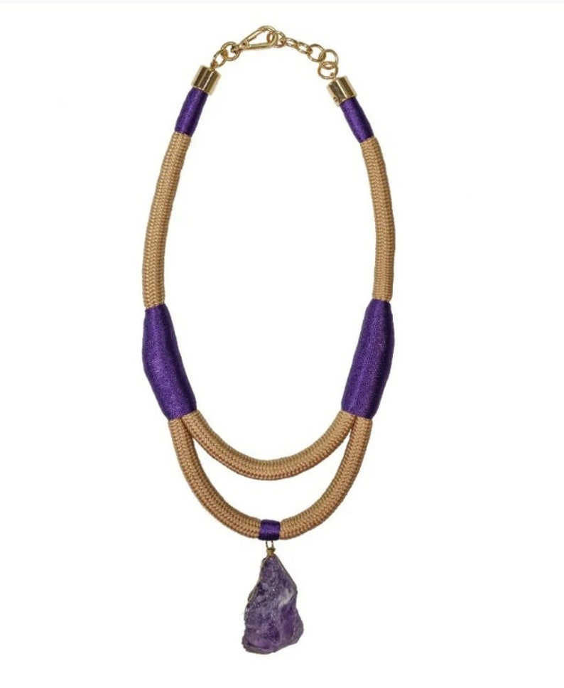 Amethyst Crystal Necklace, Raw Stone Crystal, Protection, Spiritual