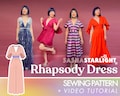 Rhapsody Dress PATTERN - Digital Pdf + Video Tutorial, multi-way, adjustable, grecian, infinity, gown, evening, occasion, unisex, sewing