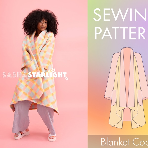 Blanket Coat PATTERN - Digital Pdf + Video Tutorial, suitable for beginners, upcycling project, quilt jacket, sewing, TikTok