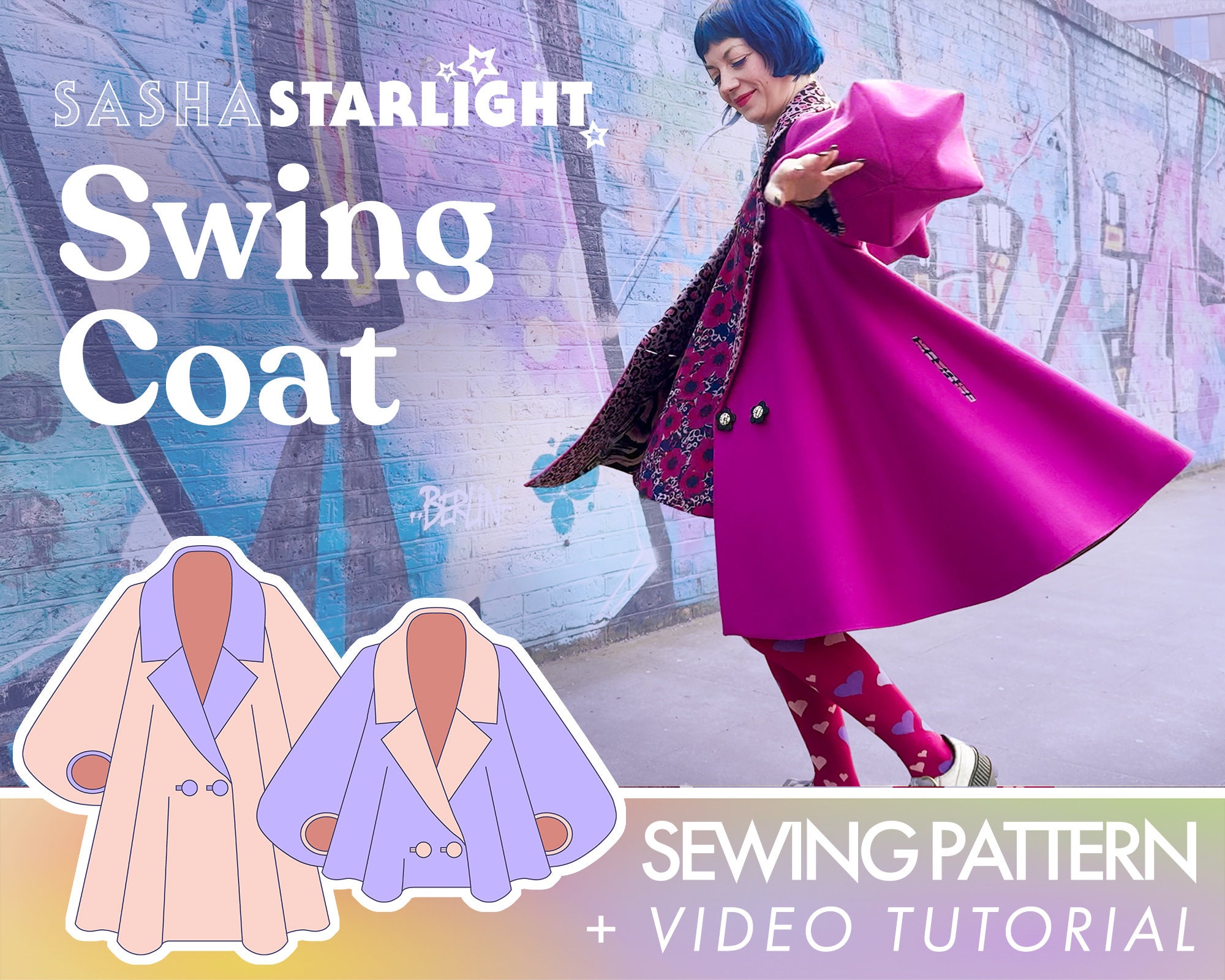 Swing Coat PATTERN - Digital Pdf + Video Tutorial, Coat