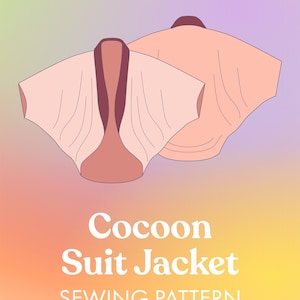Cocoon Jacke MUSTER Digital Pdf Video Tutorial, drapiert, unisex, gefüttert, Kimono, maßgeschneiderte Anzugjacke mit Schalkragen, Nähen, TikTok Bild 6