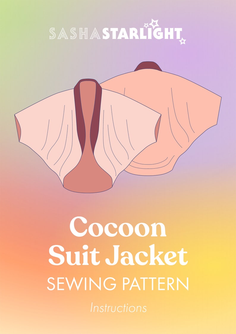 Cocoon Jacket PATTERN Digital Pdf Video Tutorial, draped, unisex, lined, kimono, tailored suit jacket with shawl collar, sewing, TikTok image 6