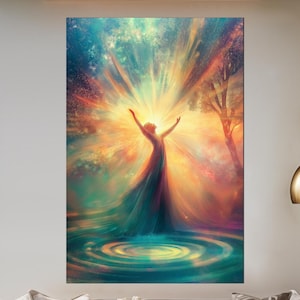 Abstract Woman Glass Wall Art - Colorful Surreal Glass Decor - Tempered Glass Wall Hanging - Large Modern Glass Artwork