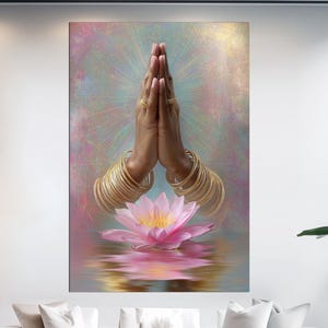 Praying Hands Tempered Glass Wall Art - Jesus Prayer Wall Decor - Religious Glass Art - Christian Home Decoration-Faith Gift Art-Home Decor