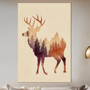 Wild Deer Tempered Glass Wall Art – Majestic Stag in Nature – Modern Animal Print – Rustic Glass Wall Panel - Themed Home Wall Art Accent
