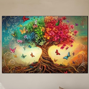 Tree of Life Wall Art on Tempered Glass – Abstract Glass Wall Decor – Modern Nature-Inspired Home Decoration - Tempered Glass Tree Wall Art