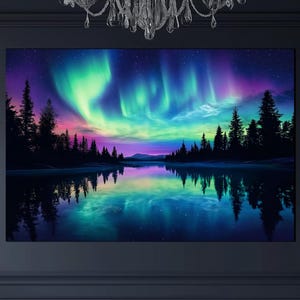 Northern Lights Tempered Glass Wall Art – Stunning Aurora Borealis Landscape Print with - Unique Large Wall Hanging for Nature - Home Decor