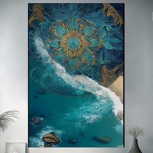 Tempered Glass Wall Art – Elegant Blue Marble Design – Modern Large Wall Decor for Bedroom or Living Room – Glossy Marble Effect Glass Panel