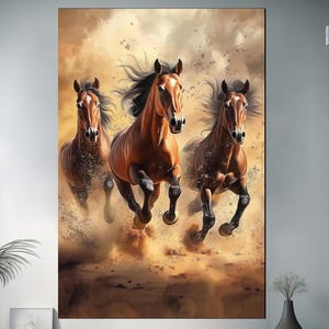 Running Horses Tempered Glass Wall Art: Equestrian Home Decor