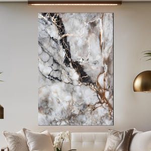 Tempered Glass Wall Art Marble - Aesthetic Glass Wall Decor - Modern Living Room and Bedroom Wall Art - Glass Artwork -Tempered Glass Design