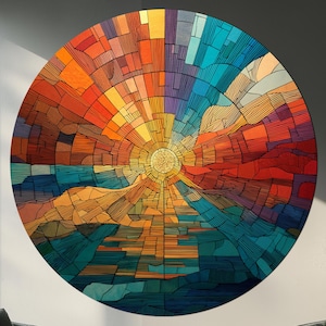 Bunte abstrakte Kreis Wandkunst auf gehärtetem Glas - Glasmalerei Wohndekor - moderner künstlerischer Akzent - Einzigartige Geschenkidee - Runde Geschenkidee