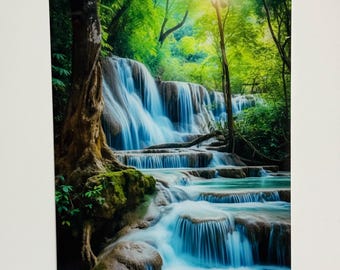 Waterfall Tempered Glass Wall Art –Artistic Glass Printing – Modern Glass Decor – Nature Landscape Wall Art – Waterfall View Home Decoration