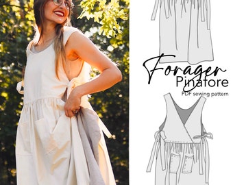 Forager tablier de couture numérique PDF | Robe tablier tablier Cottagecore | Modèle adapté aux débutants