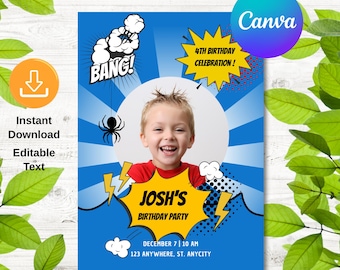 Spidey And His Amazing Friends Birthday Invitation, Template Editable Spider Printable Party Invitations Digital Kids Invite