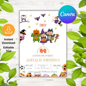 Costume Party Halloween Birthday Invitation, Editable Spooktacular Halloween Birthday Party Invite, Cute Kids Halloween Mobile Invite