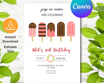 Popsicle Birthday Invitation | Editable Popsicle Birthday Invitation | Summer Birthday Invitation | Printable Template