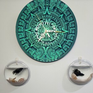 Mayan Aztec Calendar Resin Clock. 12