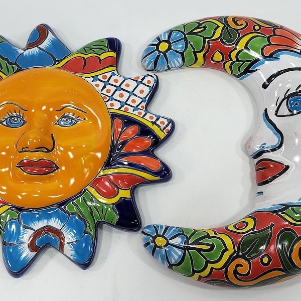 Talavera Sun and Moon Painted Metal Wall Art Etsy