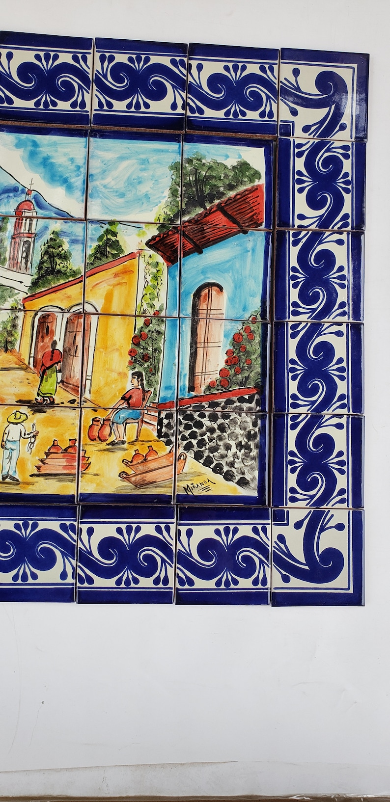 Hand Painted Mexican Tile Mural Backsplash Kitchen Home Etsy