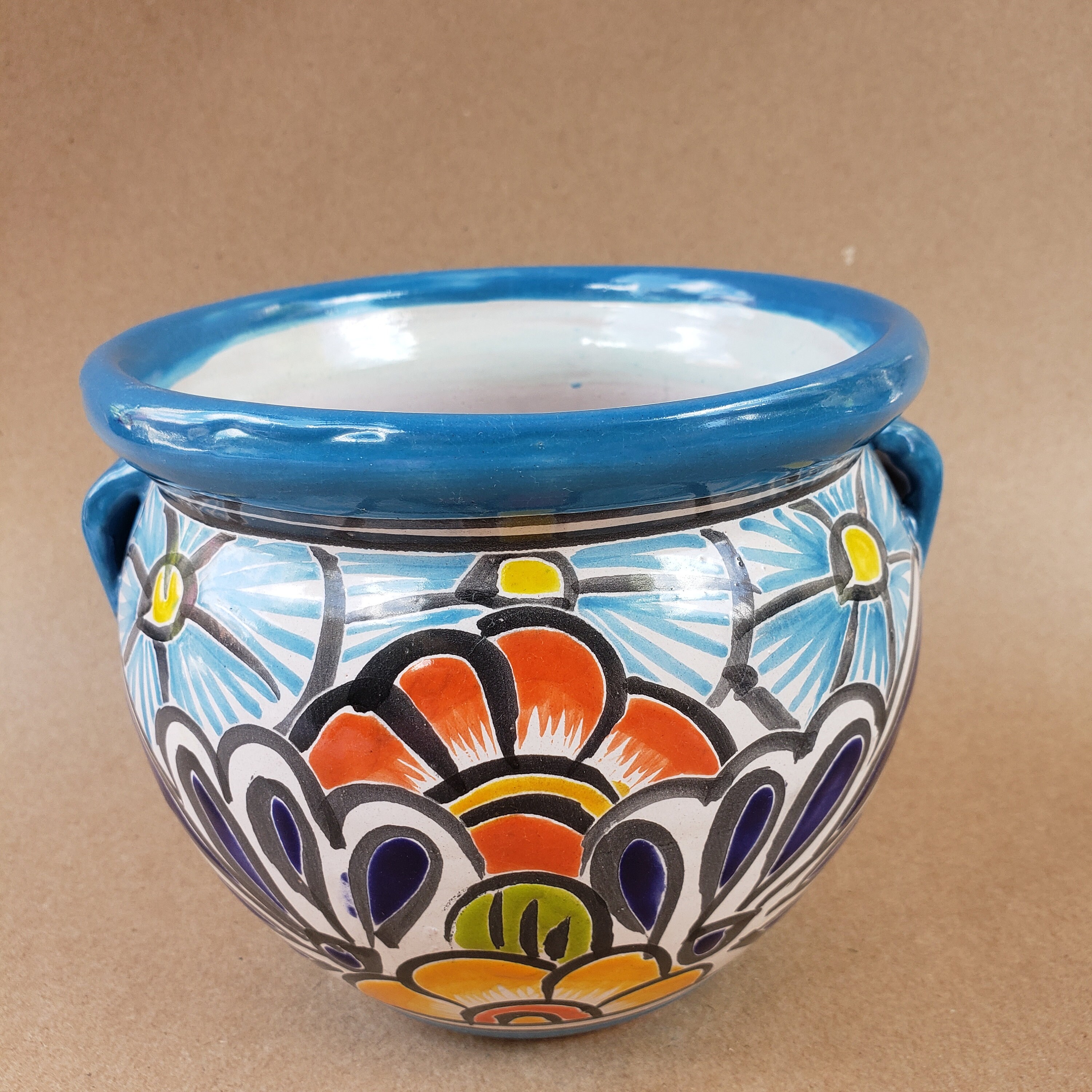 PLANT POT Hand Painted Ceramic Planter Mexican Colorful Etsy