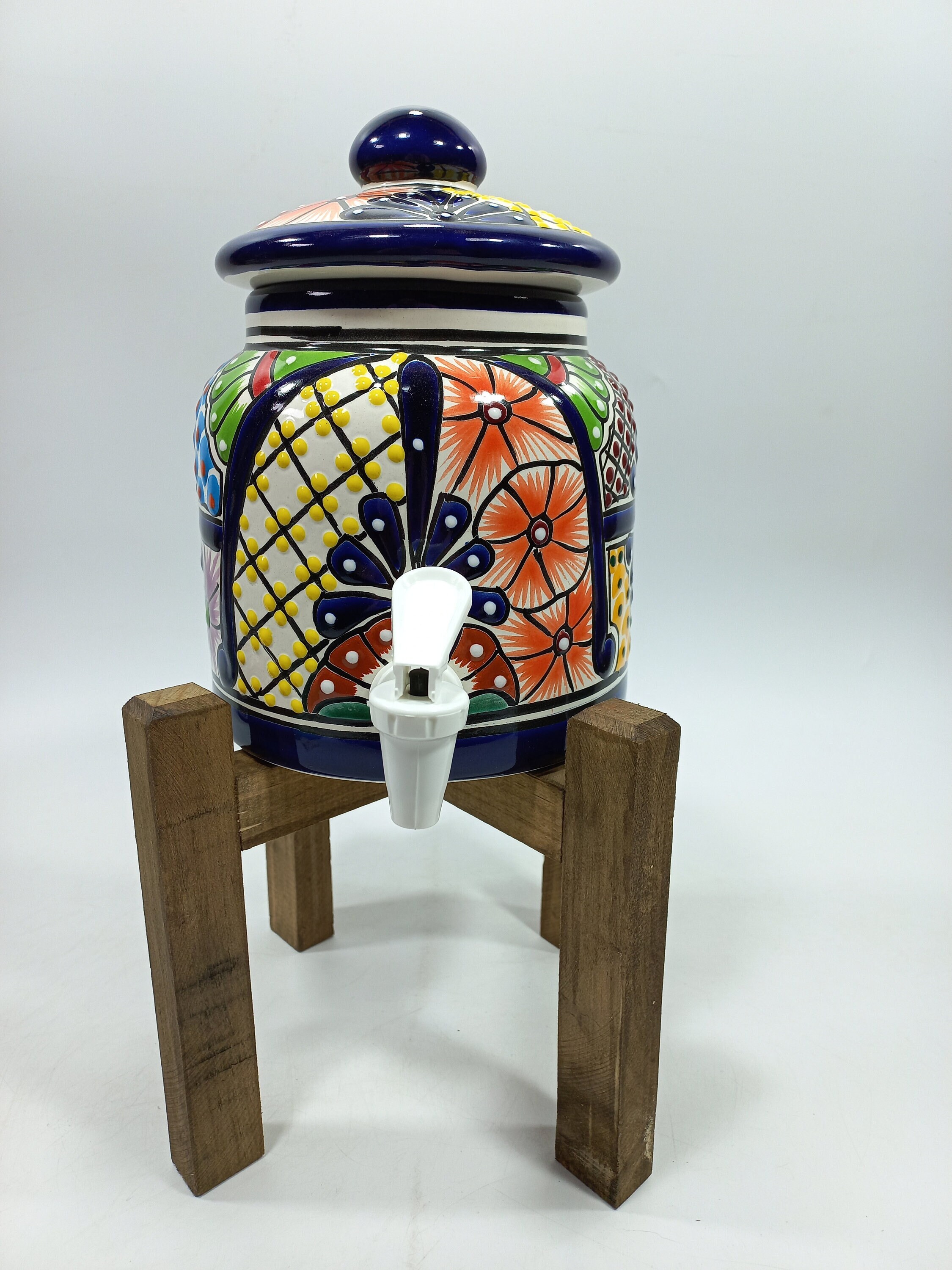 milk can WATER CROCK, Talavera Mexican pottery, WATER DISPENSER, glazed  paint